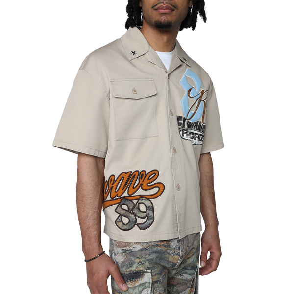 Smoke Rise - Wild Woven Button Down Shirt (SAFARI)