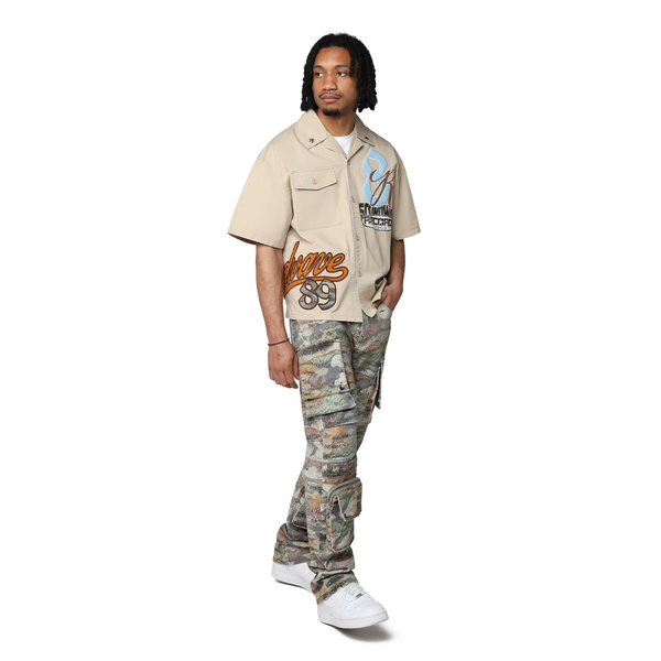 Smoke Rise - Wild Woven Button Down Shirt (SAFARI)