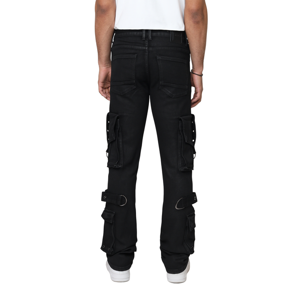 Smoke Rise - Eyelet Cargo Jean (Glow Black)
