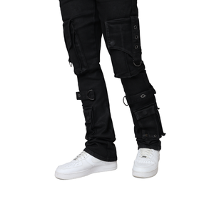 Smoke Rise - Eyelet Cargo Jean (Glow Black)