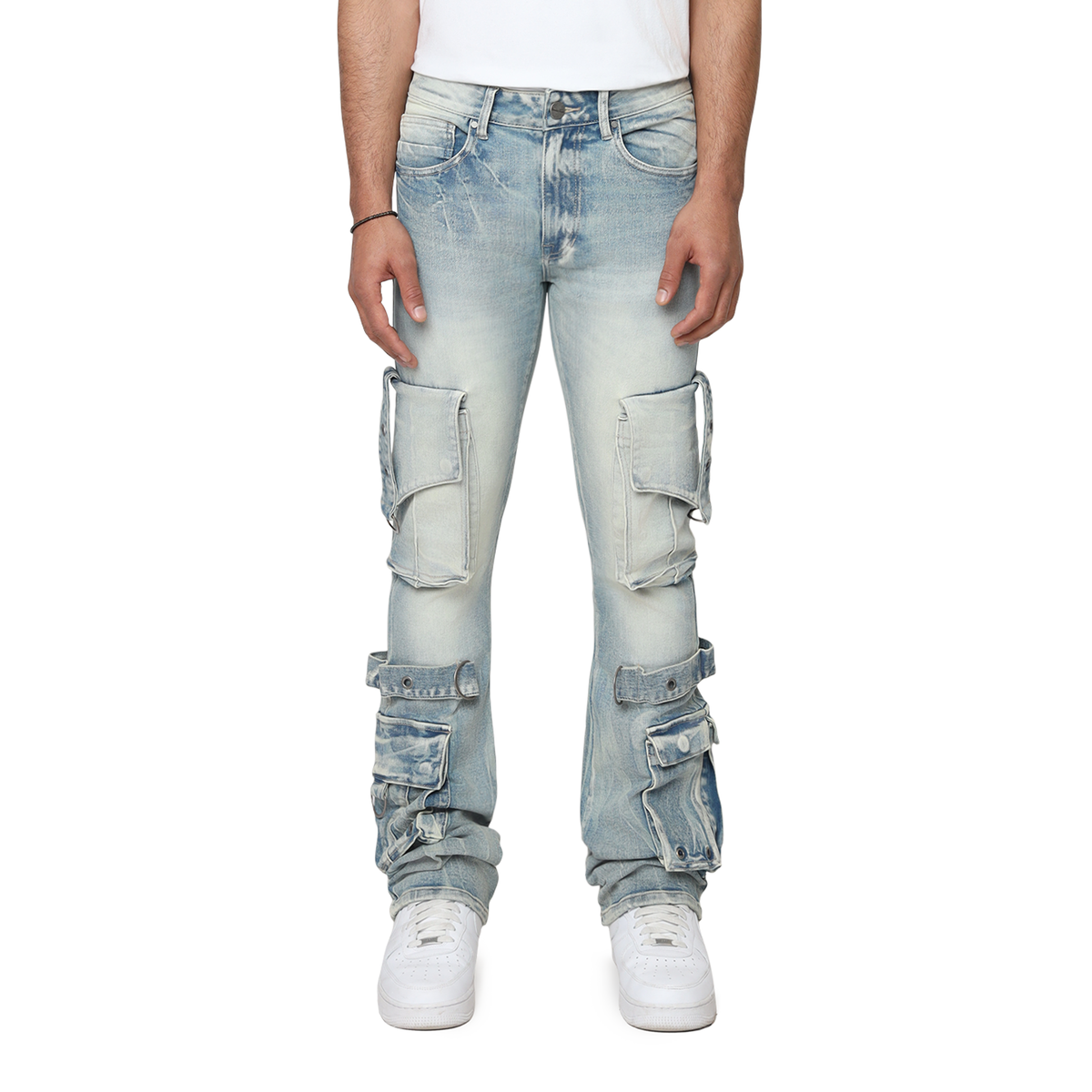 Smoke Rise - Eyelet Cargo Jean (Parsons Blue)