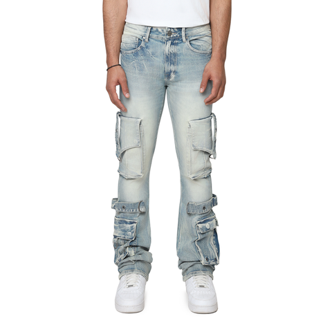 Smoke Rise - Eyelet Cargo Jean (Parsons Blue)