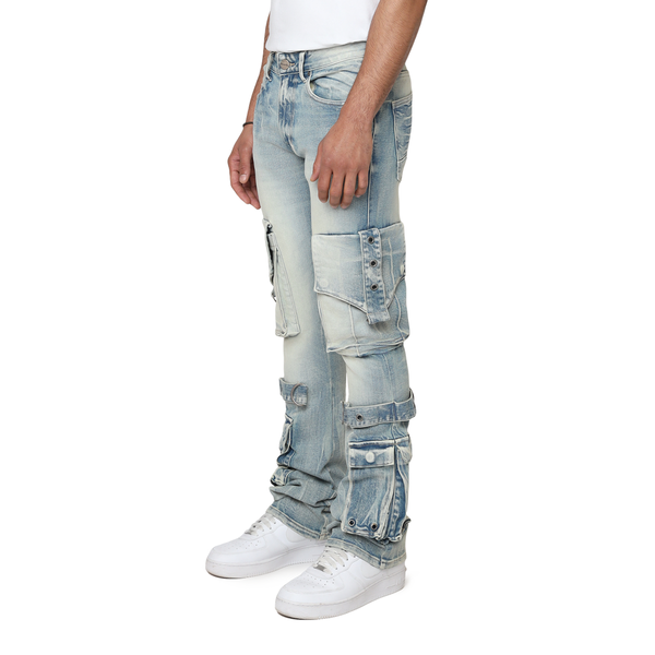 Smoke Rise - Eyelet Cargo Jean (Parsons Blue)