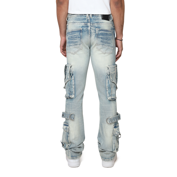 Smoke Rise - Eyelet Cargo Jean (Parsons Blue)