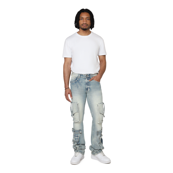 Smoke Rise - Eyelet Cargo Jean (Parsons Blue)
