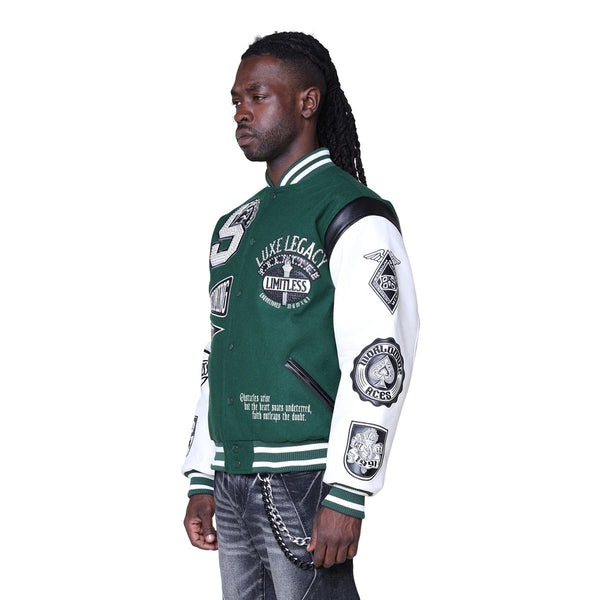 Smoke Rise - Luxe Legacy Wool Varsity Jacket (Hunter Green)