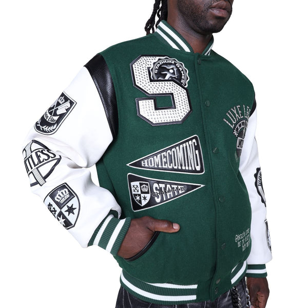 Smoke Rise - Luxe Legacy Wool Varsity Jacket (Hunter Green)