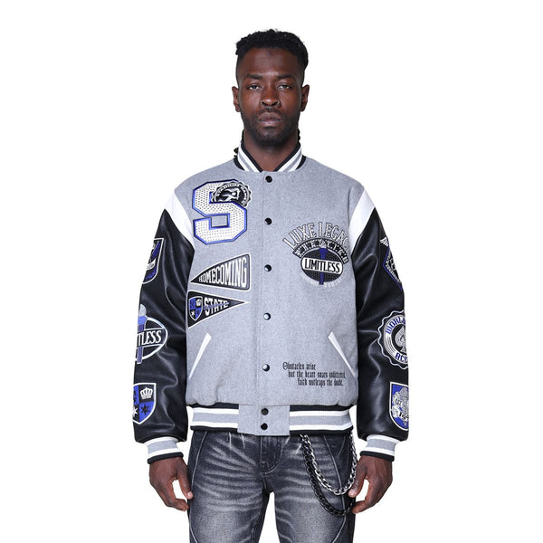 Smoke Rise - Luxe Legacy Wool Varsity Jacket (Heather Grey)
