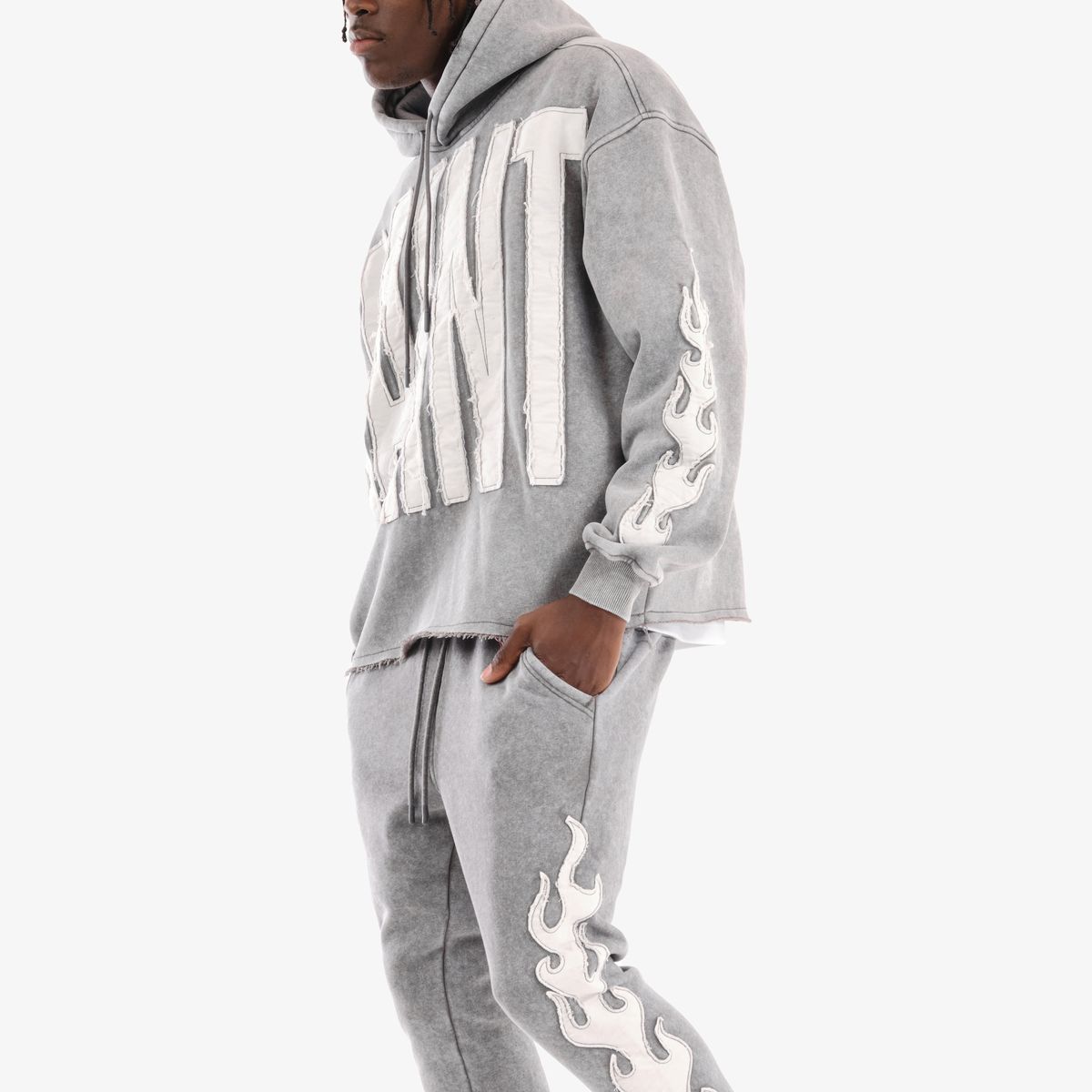 Copper Rivet - Saint Crop Hoodie (Grey) – OCTANE