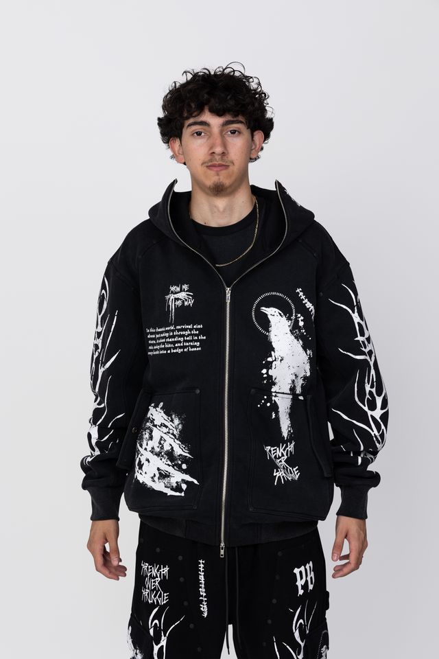 00s archive ninja hoodie vestギミック ダブルジップ Point Blank - Night Ninja Hoodie Zip Up Jacket (Black) – OCTANE