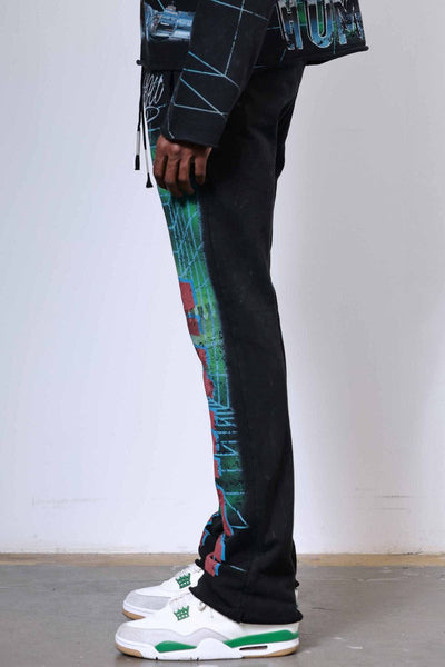 First Row - Post Human Matrix Flare Sweatpants (Black)