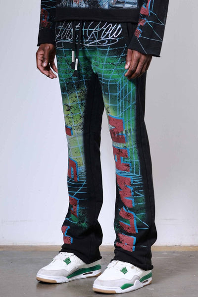 First Row - Post Human Matrix Flare Sweatpants (Black)