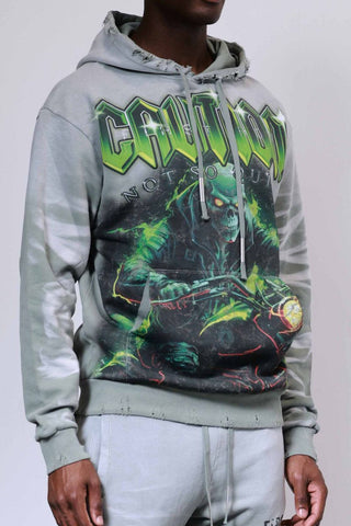 First Row - Caution Not So Quiet Ghost Rider Hoodie (Moss Green)