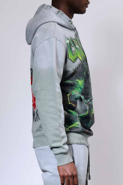 First Row - Caution Not So Quiet Ghost Rider Hoodie (Moss Green)