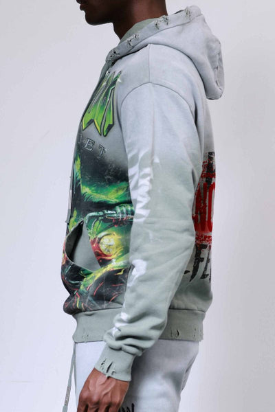 First Row - Caution Not So Quiet Ghost Rider Hoodie (Moss Green)