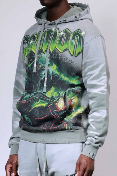 First Row - Caution Not So Quiet Ghost Rider Hoodie (Moss Green)