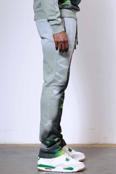 First Row - Caution Not So Quiet Ghost Rider Flare Sweatpants (Moss Green)