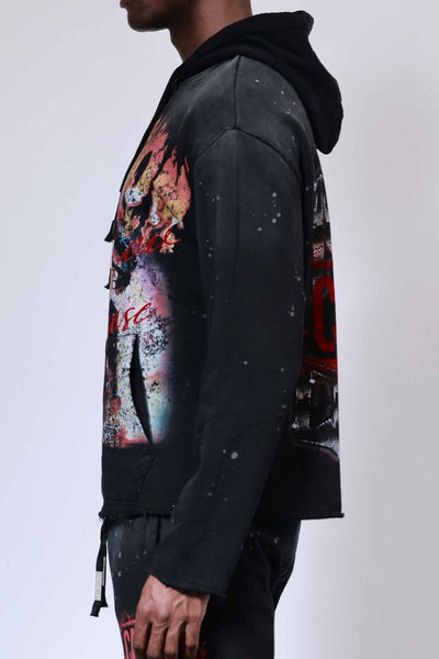 First Row- Caution Not So Quiet Ghost Rider Flames Hoodie (Black)