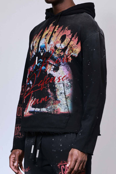 First Row- Caution Not So Quiet Ghost Rider Flames Hoodie (Black)