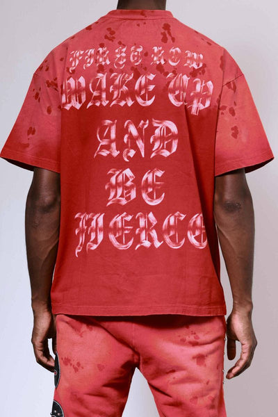 First Row - Wake Up and Be Fierce Applique Tee (Red)