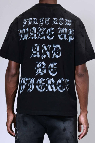 First Row - Wake Up and Be Fierce Applique Tee (Black)