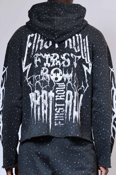 First Row - Y2K Tribal Allover Stud Hoodie (Grey)