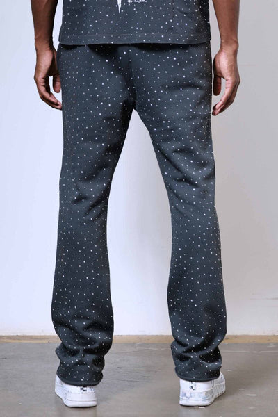First Row - Y2K Tribal Allover Stud Stack Jogger (Grey)