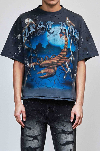 First Row - Be Fierce Thunder Scorpion Cropped Tee (Dark Grey)