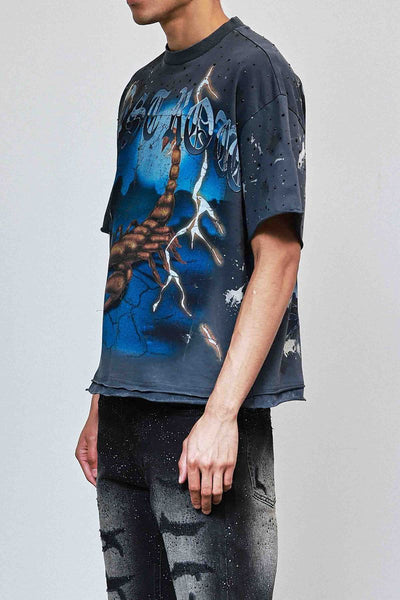 First Row - Be Fierce Thunder Scorpion Cropped Tee (Dark Grey)