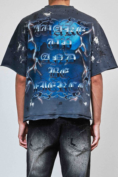 First Row - Be Fierce Thunder Scorpion Cropped Tee (Dark Grey)