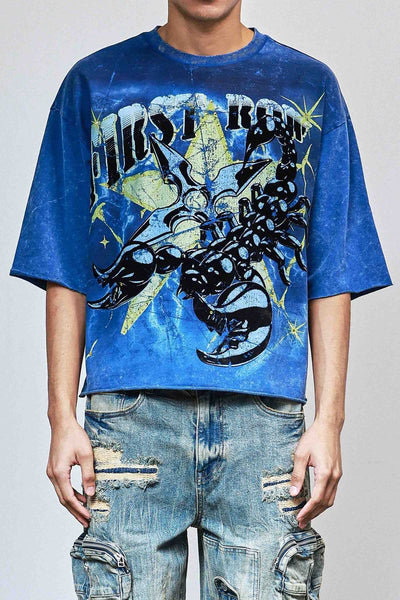 First Row - Be Fierce Stars Scorpion Cropped Tee (Blue)
