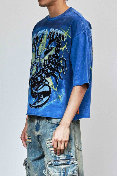 First Row - Be Fierce Stars Scorpion Cropped Tee (Blue)