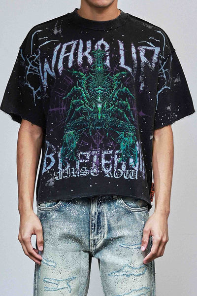 First Row - Be Fierce Silent Sting Scorpion Cropped Tee (Black)