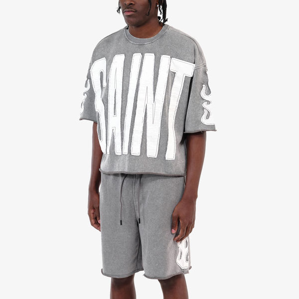 Copper Rivet - Oversize Saint Crop Top (Grey)