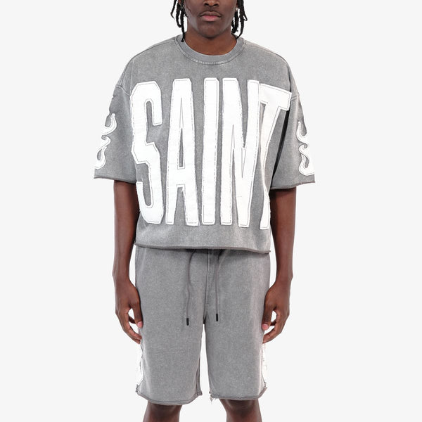 Copper Rivet - Oversize Saint Crop Top (Grey)