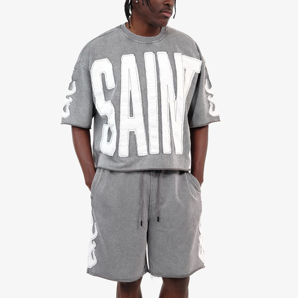 Copper Rivet - Oversize Saint Crop Top (Grey)