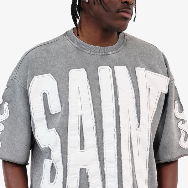 Copper Rivet - Oversize Saint Crop Top (Grey)
