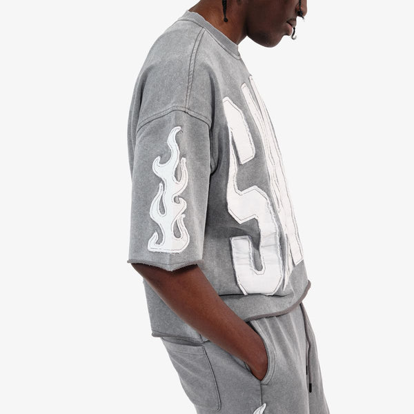 Copper Rivet - Oversize Saint Crop Top (Grey)