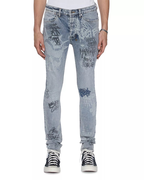 Ksubi- Van Winkle Rogue Blue Graffiti Jeans (Denim)