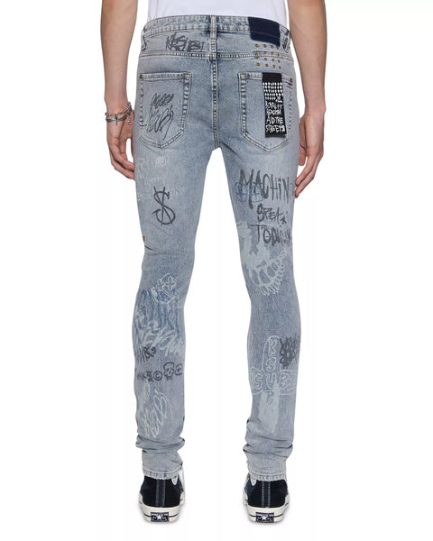 Ksubi- Van Winkle Rogue Blue Graffiti Jeans (Denim)