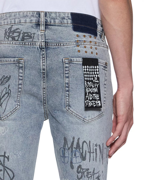 Ksubi- Van Winkle Rogue Blue Graffiti Jeans (Denim)