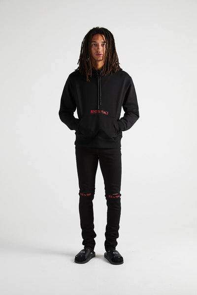 RTA - Dion Hoodie W/ RIP Cross (Black/Red)