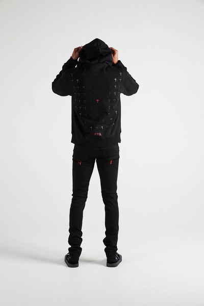 RTA - Dion Hoodie W/ RIP Cross (Black/Red)