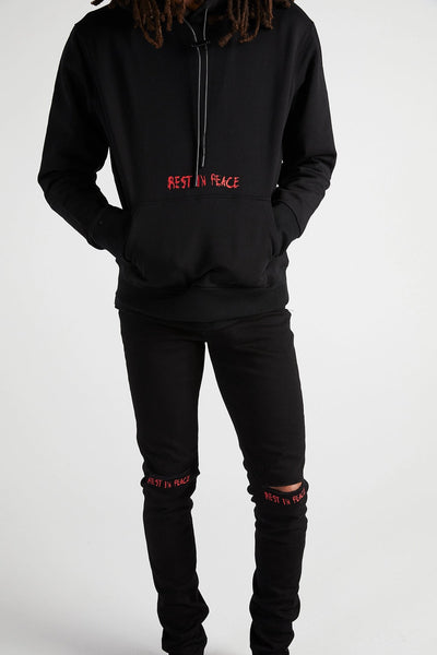 RTA - Dion Hoodie W/ RIP Cross (Black/Red)