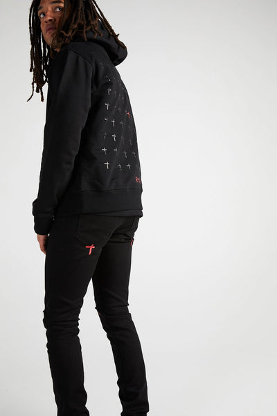 RTA - Dion Hoodie W/ RIP Cross (Black/Red)