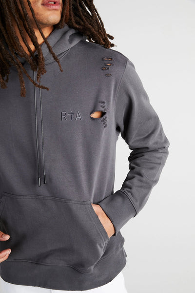 RTA - Dion Hoodie W/ RIP Cross (Distressed Grey)