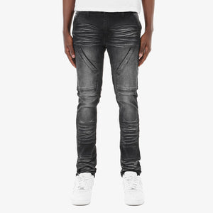 Copper Rivet - Front Zipper Pocket Jeans (Black Wash)