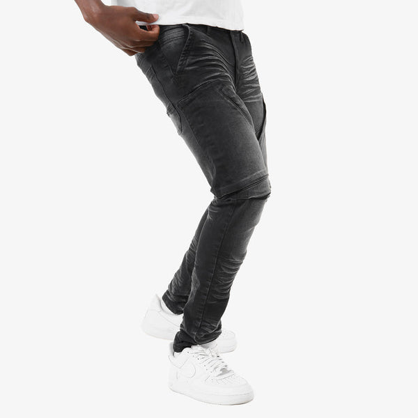 Copper Rivet - Front Zipper Pocket Jeans (Black Wash)