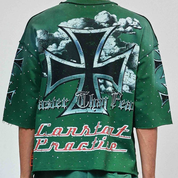 Light Gray First Row - New Paradigm Iron Faith Tee (Green)