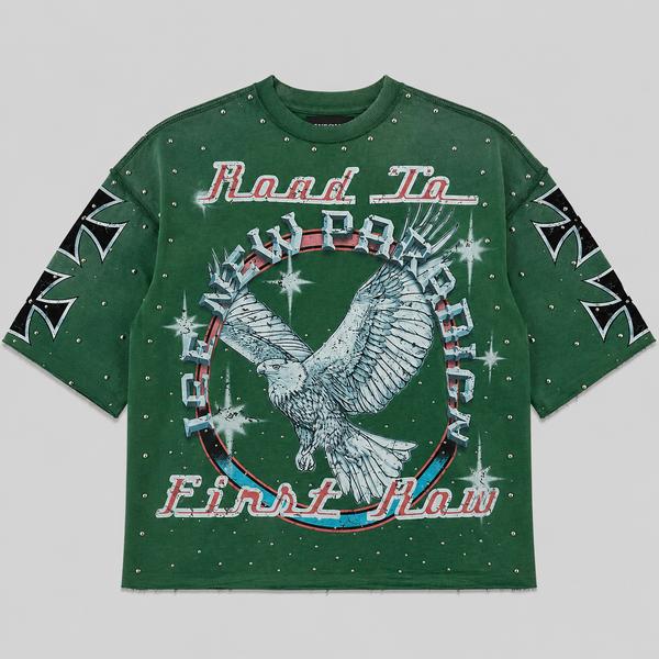 Light Gray First Row - New Paradigm Iron Faith Tee (Green)